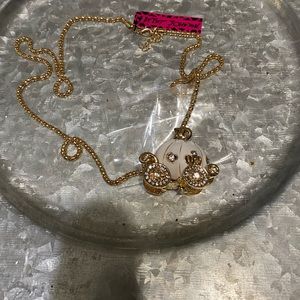 Betsy Johnson necklace Cinderella Carriage charm necklace gold & white color